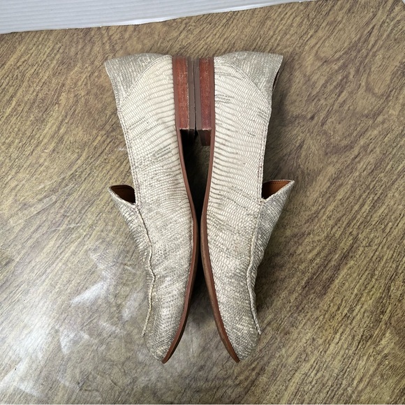 Franco Sarto Kristin Leather Sparkly Metallic Gold Snakeskin Loafers Size 8.5 - Picture 5 of 12